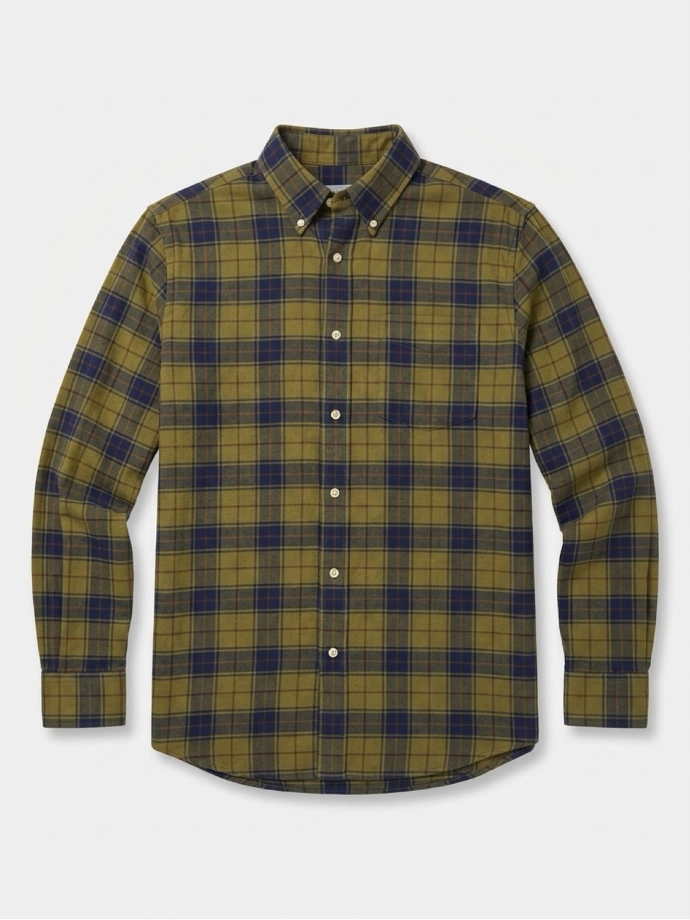 Daniel Cremieux Signature Men’s Medium Olive Navy Plaid Flannel Shirt